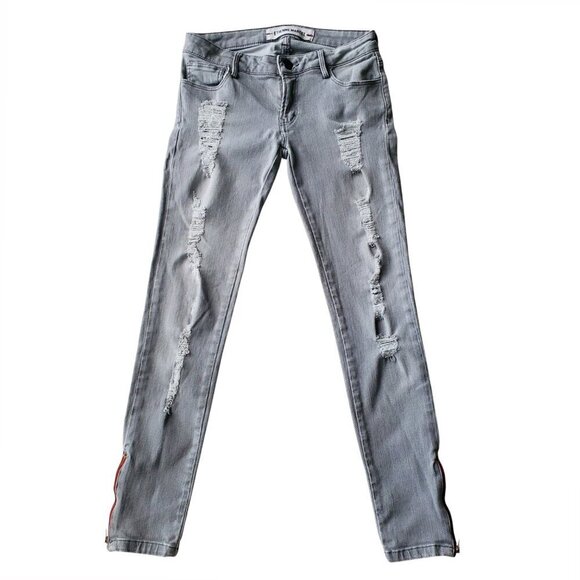 Etienne Marcel Skinny Jeans Grey Distressed Zed Side Zippers Size 26 - Picture 2 of 13